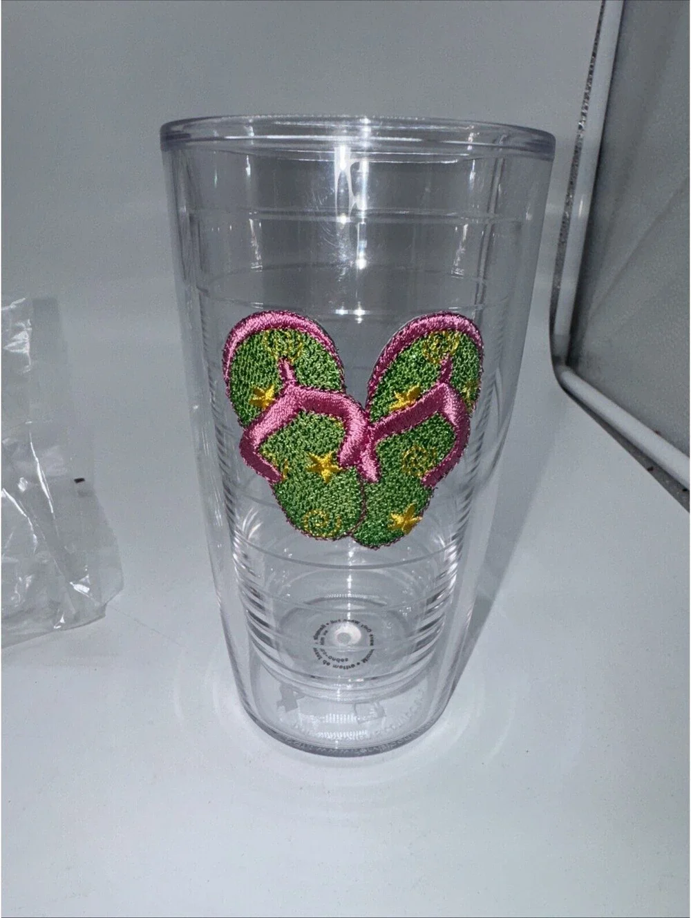 Tervis Tumbler Hot or Cold Green floral Flip Flops 16 Oz